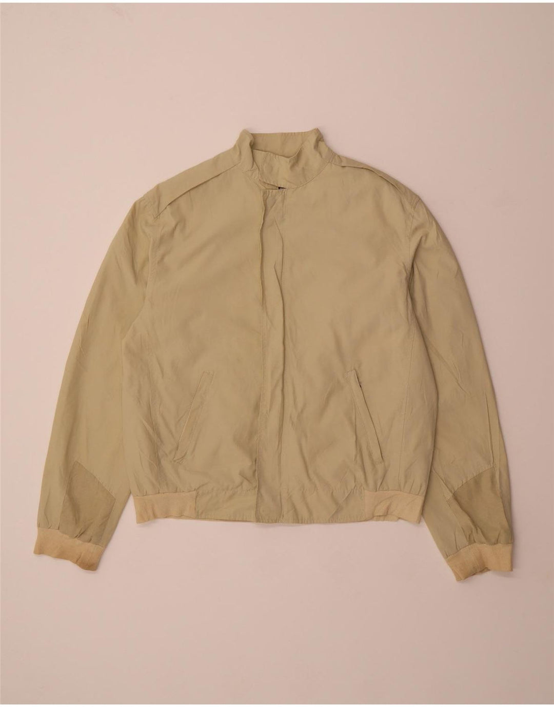 VINTAGE Mens Bomber Jacket UK 38 Medium Beige Nylon