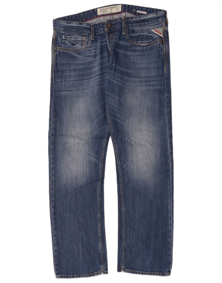 Replay Mens Newbill Straight Jeans W34 L30 Blue