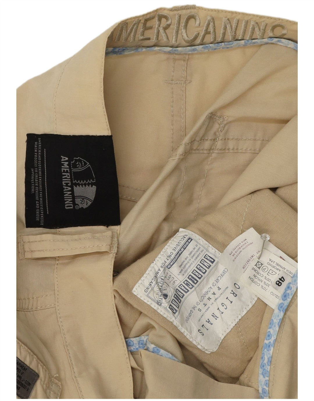 Americanino Mens Casual Shorts IT 48 Medium W32 Beige Cotton