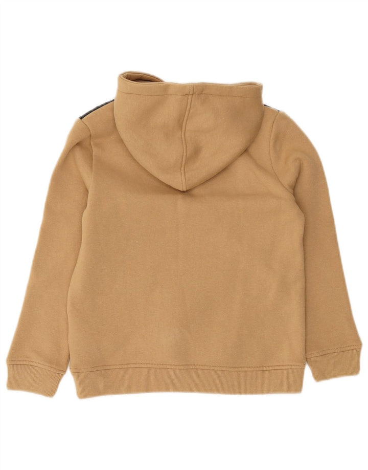 GUESS Boys Graphic Hoodie Jumper 7-8 Years Beige Colourblock Cotton
