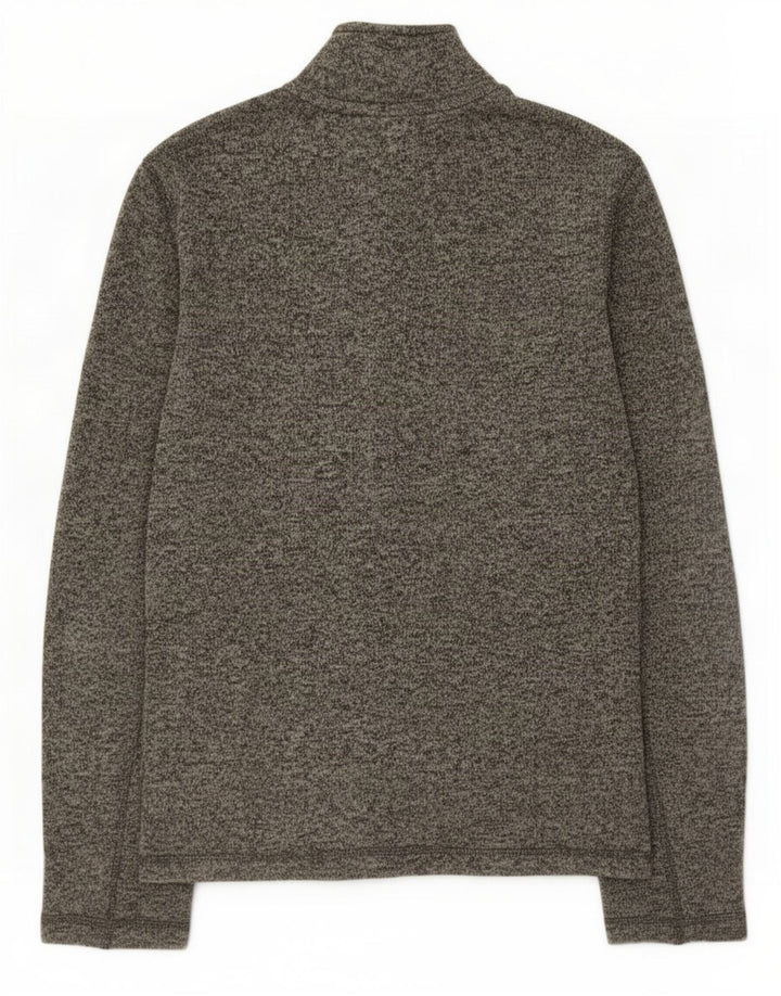 Eddie Bauer Mens Zip Neck Sweatshirt Jumper Medium Grey Flecked Polyester