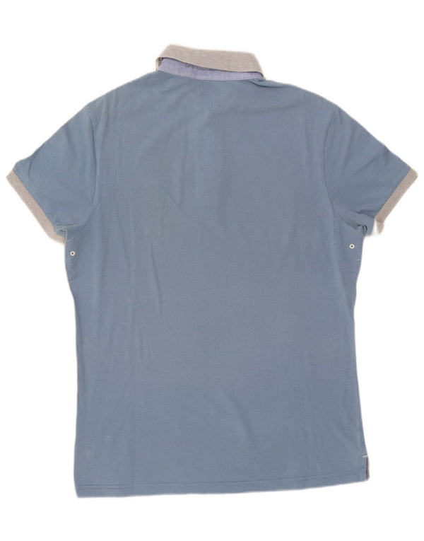 Henry Cottons Mens Slim Fit Rugby Polo Shirt Large Blue Cotton