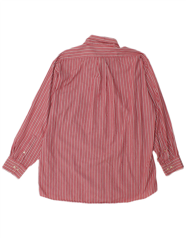 Chaps Mens Shirt XL Red Striped Cotton