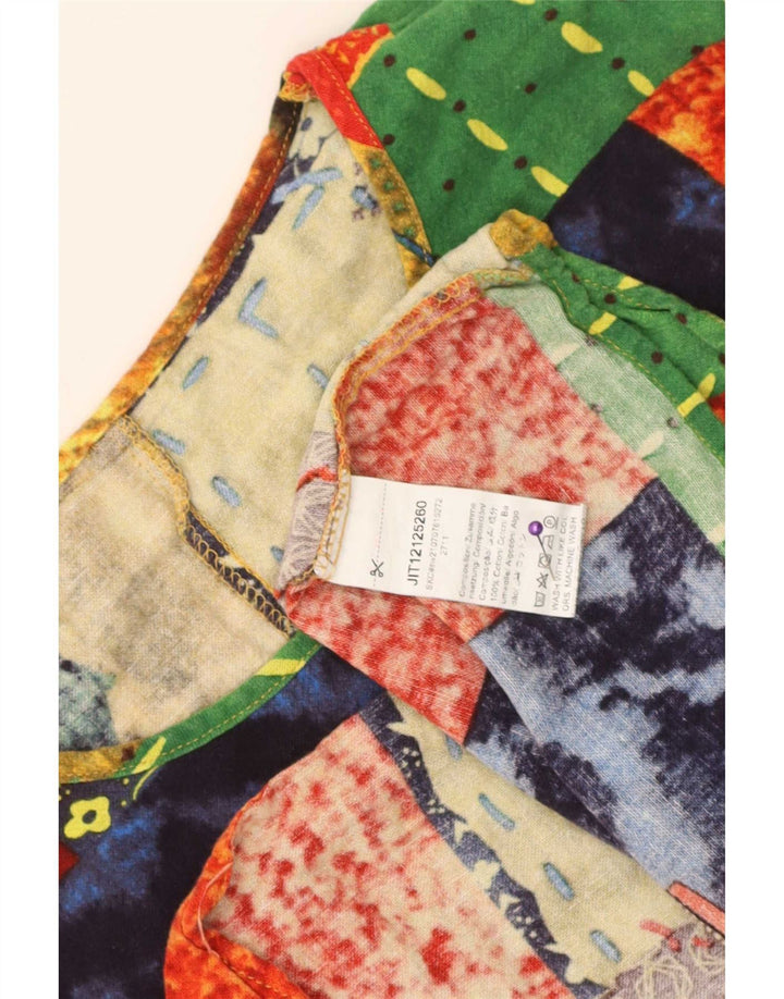 Vintage Womens Blouse Top UK 16 Large Multicoloured Patchwork Cotton