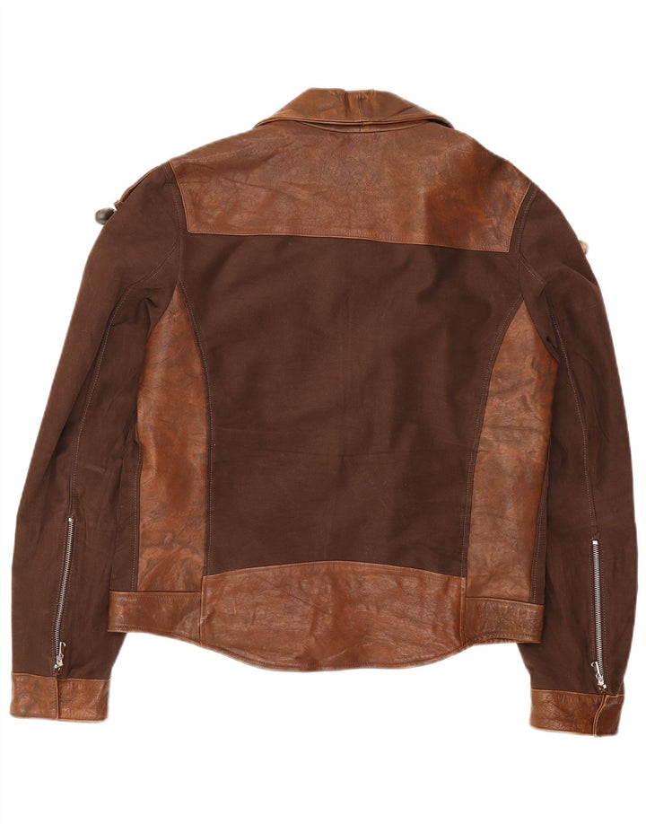 Vintage Womens Leather Jacket UK 20 2XL Brown