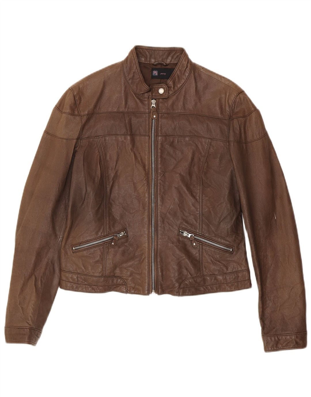 OVS Girls Leather Biker Jacket 13-14 Years Brown Leather