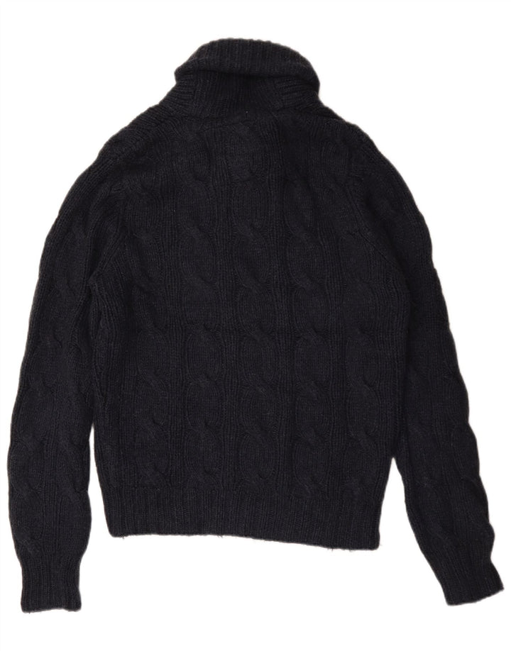 Abercrombie & Fitch Mens Shawl Neck Jumper Sweater Medium Navy Blue Wool