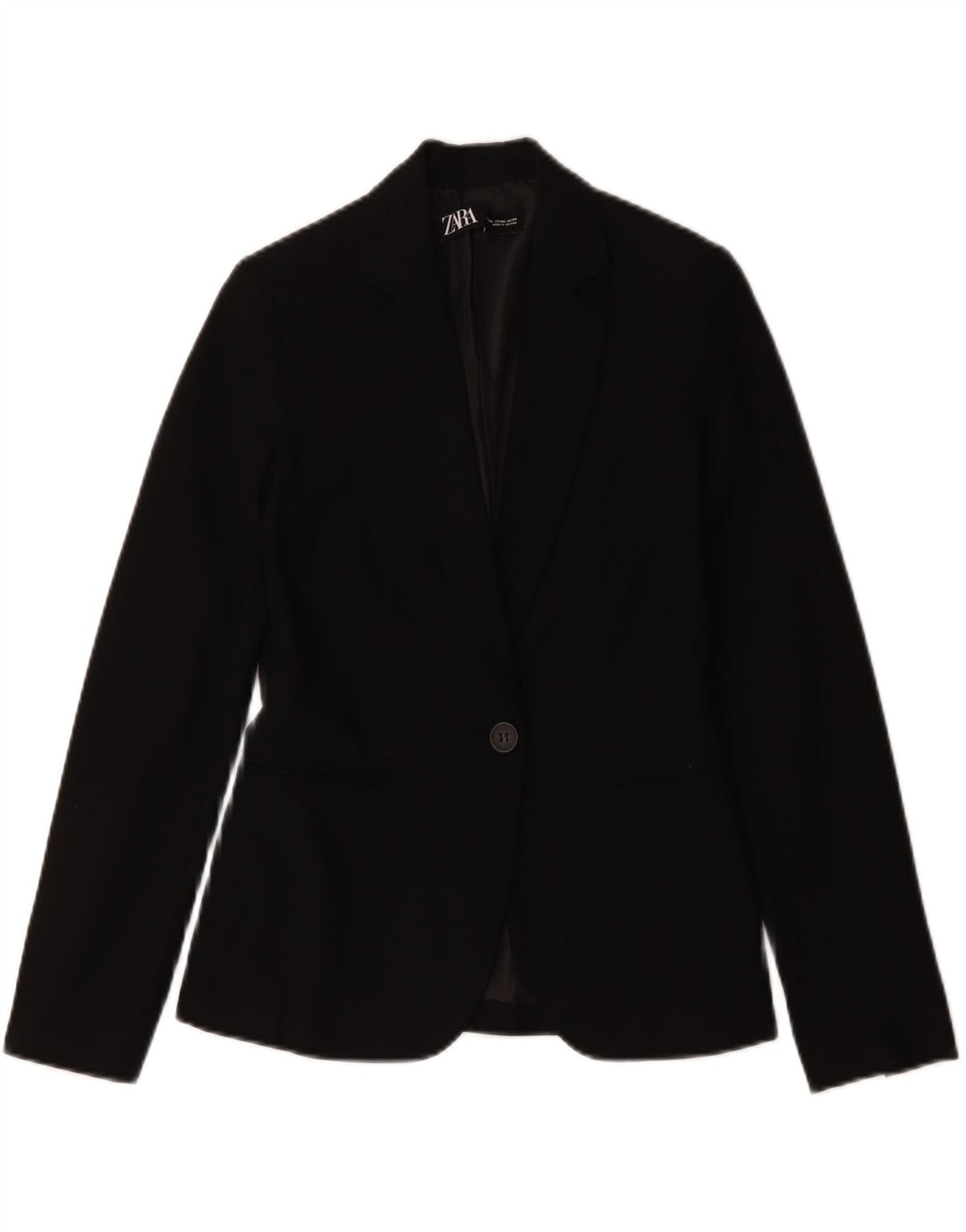 Zara Womens 1 Button Blazer Jacket EU 34 2XS Black Polyester