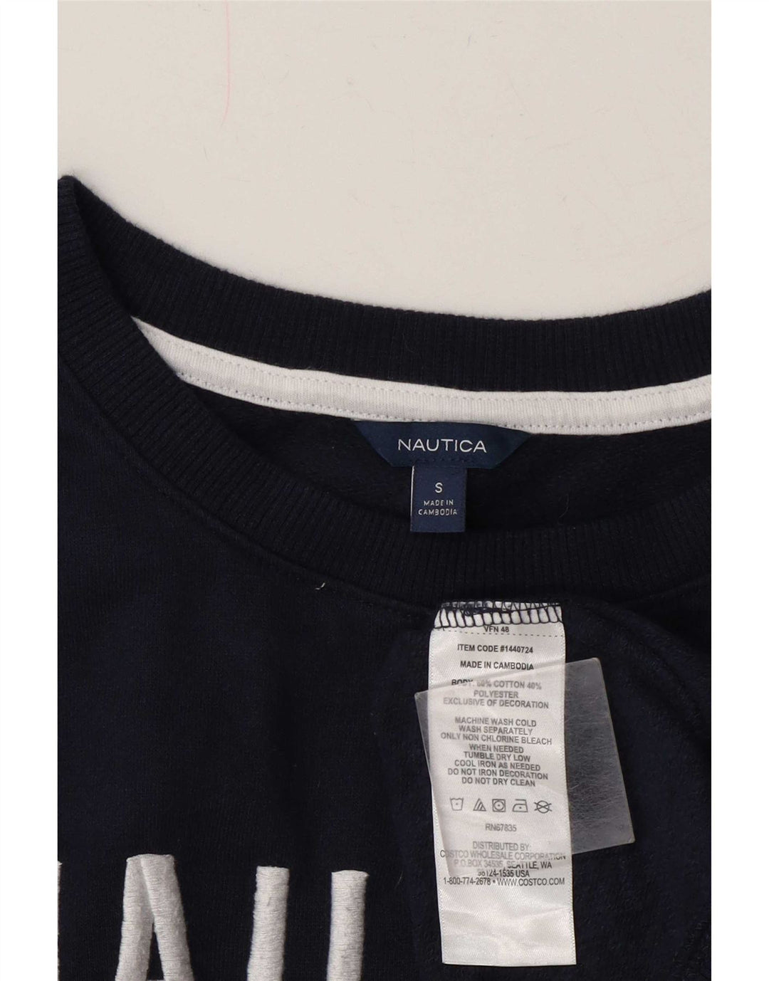 Nautica Womens Graphic Oversized Sweatshirt Jumper UK 10 Small Navy Blue