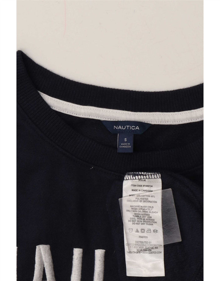 Nautica Womens Graphic Oversized Sweatshirt Jumper UK 10 Small Navy Blue