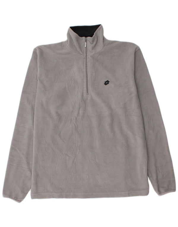 Lotto Mens Zip Neck Fleece Jumper Large Grey Polyester