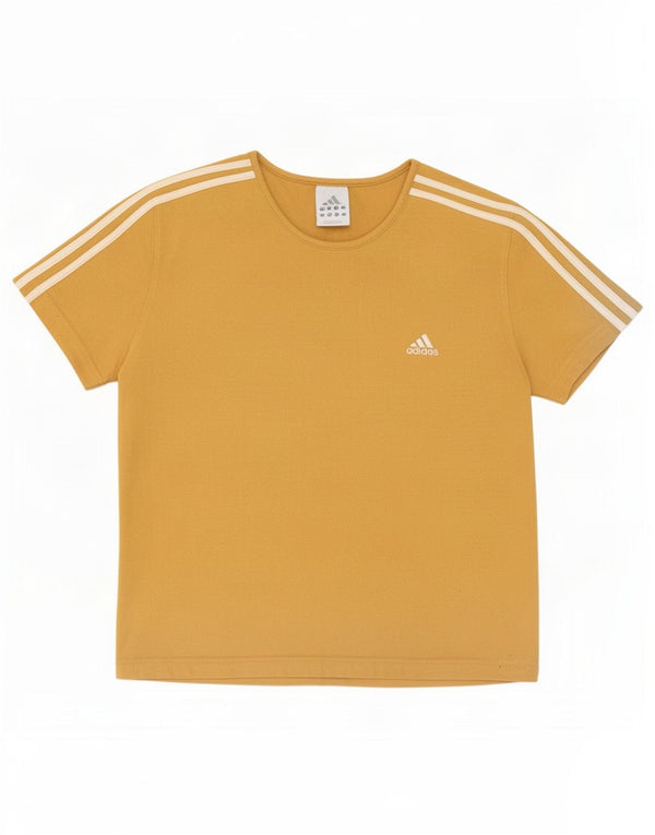 Adidas Womens T-Shirt Top UK 16 Large Yellow Cotton