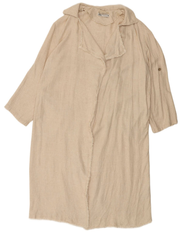 Zara Womens Oversized Open Overcoat UK 14 Medium Off White Viscose