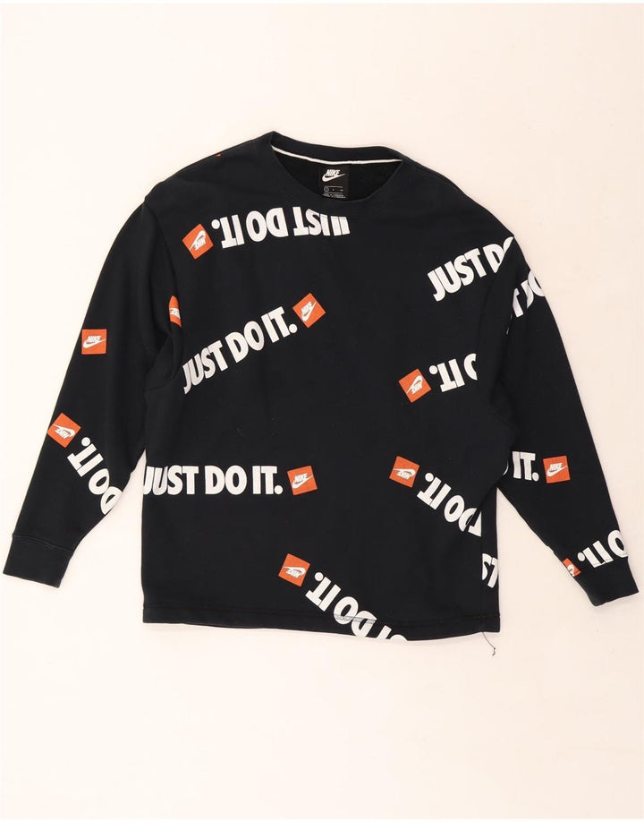 NIKE Mens Graphic Sweatshirt Jumper Small Navy Blue Cotton