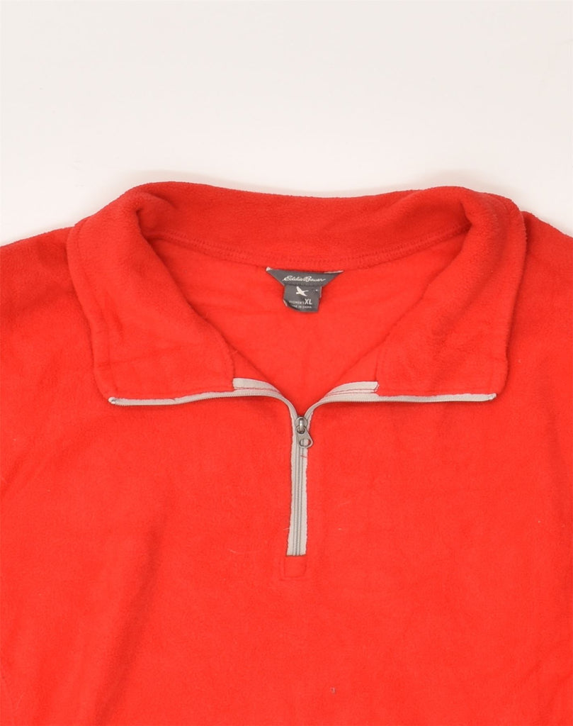 EDDIE BAUER Womens Zip Neck Fleece Jumper UK 18 XL Red Polyester | Vintage Eddie Bauer | Thrift | Second-Hand Eddie Bauer | Used Clothing | Messina Hembry 