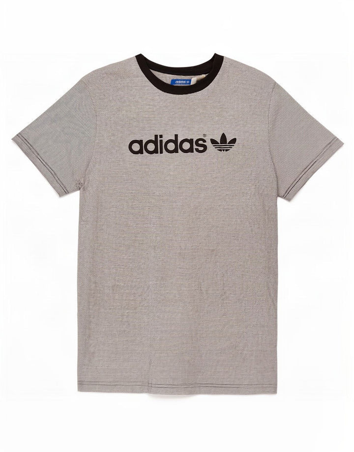 Adidas Mens Graphic T-Shirt Top Medium Grey Pinstripe
