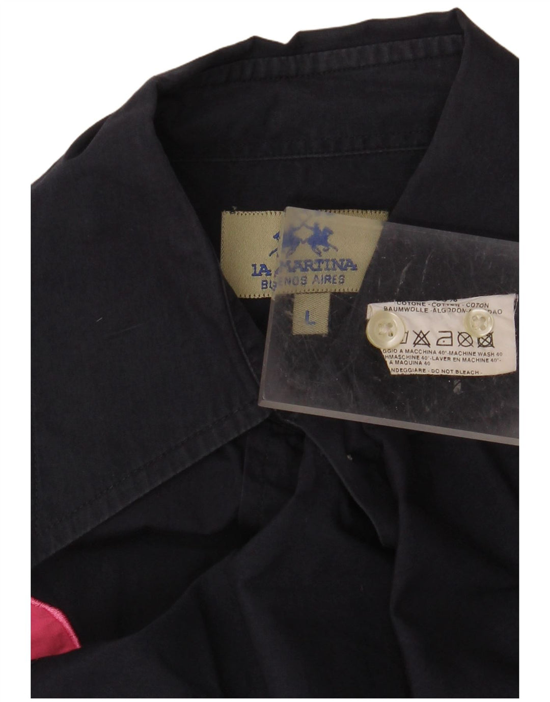 LA MARTINA Womens Graphic Shirt UK 16 Large Navy Blue Cotton