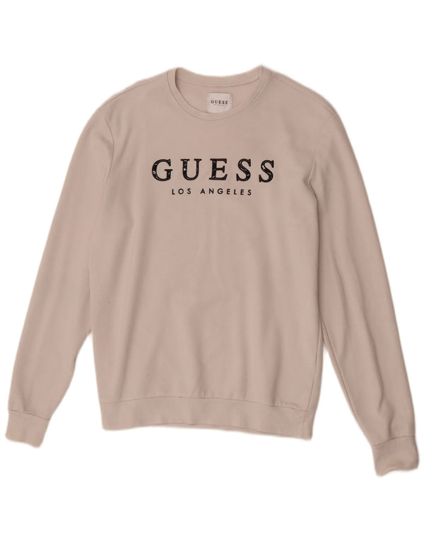 Guess Mens Graphic Sweatshirt Jumper Medium White Polyester