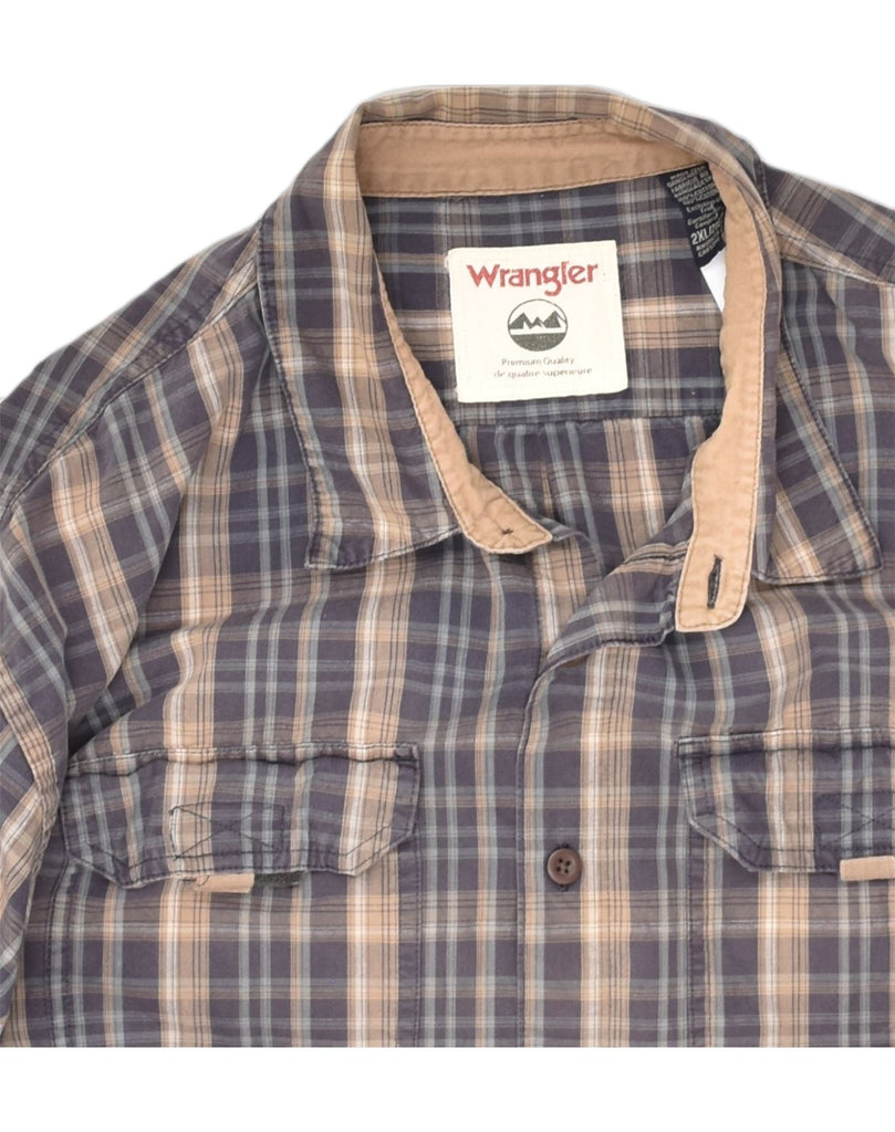 WRANGLER Mens Shirt 2XL Grey Check Cotton | Vintage Wrangler | Thrift | Second-Hand Wrangler | Used Clothing | Messina Hembry 