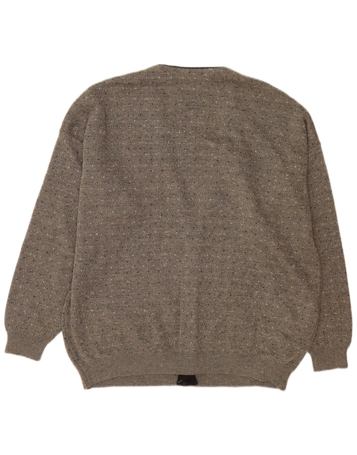 Il Granchio Mens Cardigan Sweater 2XL Grey Flecked Wool