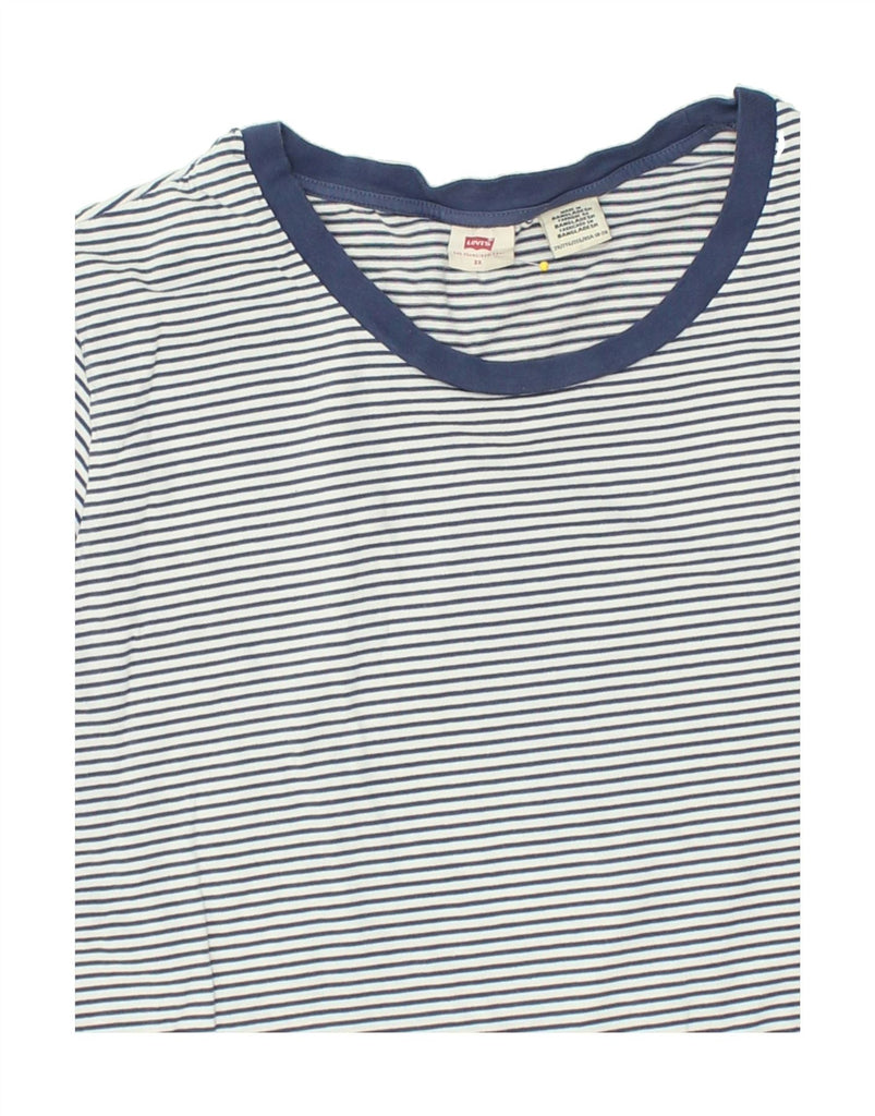LEVI'S Womens T-Shirt Top UK 18 2XL Blue Striped Cotton | Vintage Levi's | Thrift | Second-Hand Levi's | Used Clothing | Messina Hembry 