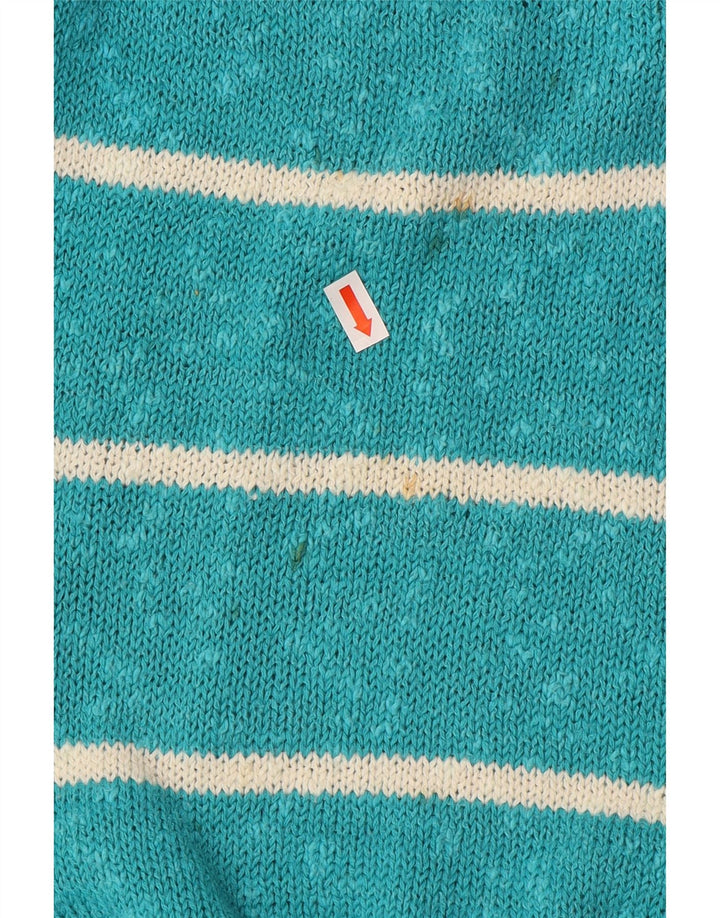 Nanette Womens Button Neck Jumper Sweater UK 10 Small Turquoise Striped