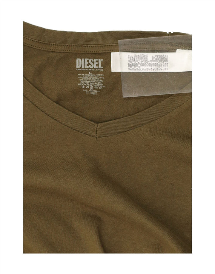 DIESEL Mens T-Shirt Top Large Khaki Cotton Vintage Diesel and Second-Hand Diesel from Messina Hembry 