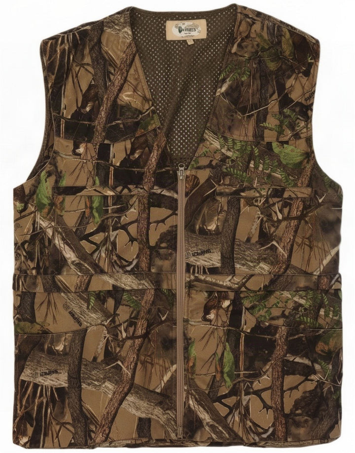 Univers Mens Abstract Pattern Utility Gilet IT 52 XL Khaki Polyester