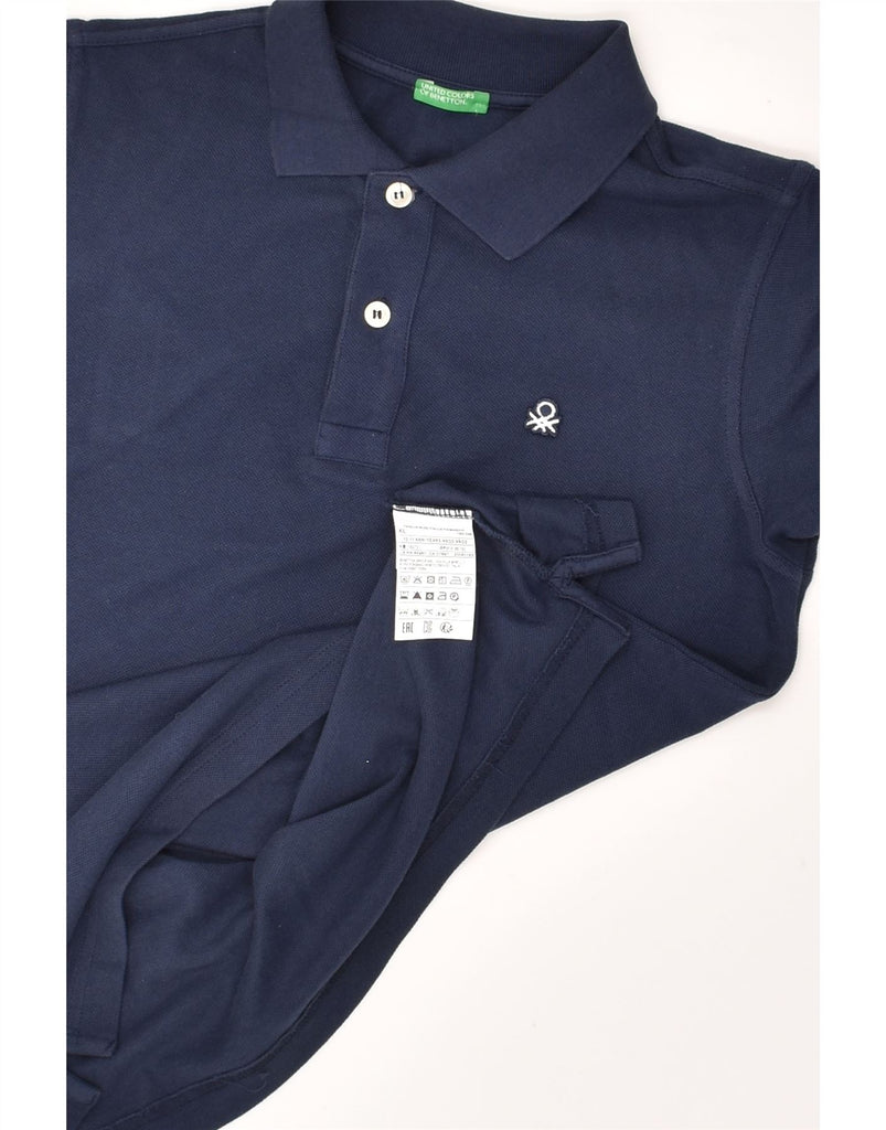 BENETTON Boys Polo Shirt 10-11 Years XL Navy Blue Cotton | Vintage Benetton | Thrift | Second-Hand Benetton | Used Clothing | Messina Hembry 