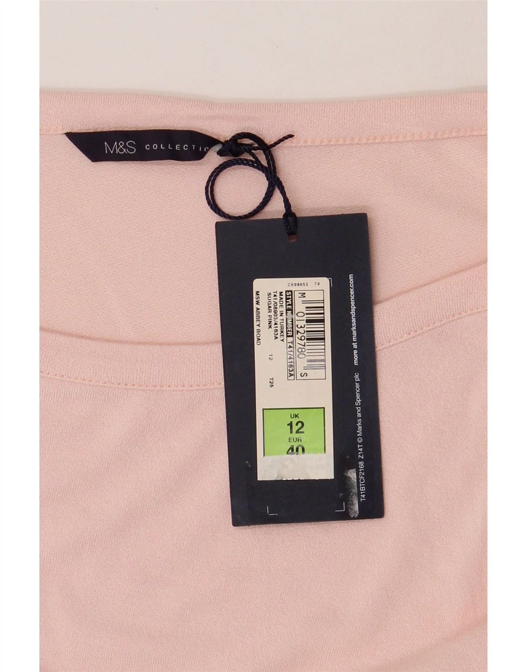 MARKS & SPENCER Womens Top 3/4 Sleeve UK 12 Medium  Pink Viscose Vintage Marks & Spencer and Second-Hand Marks & Spencer from Messina Hembry 