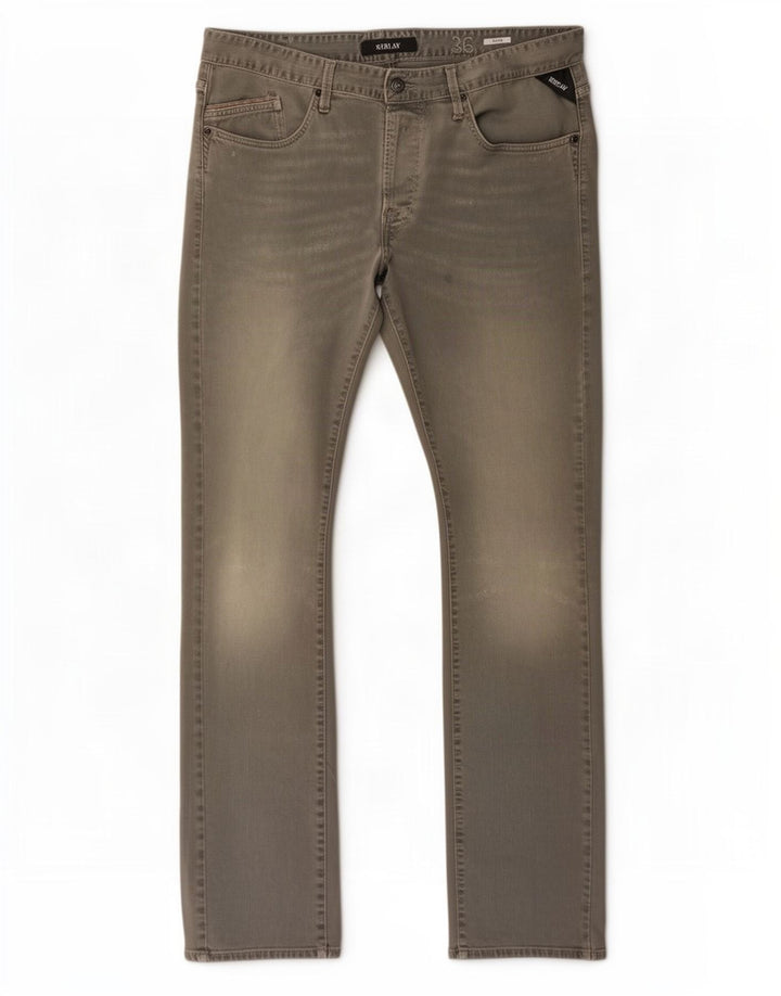 Replay Mens Waitom Slim Jeans W36 L36 Grey Cotton