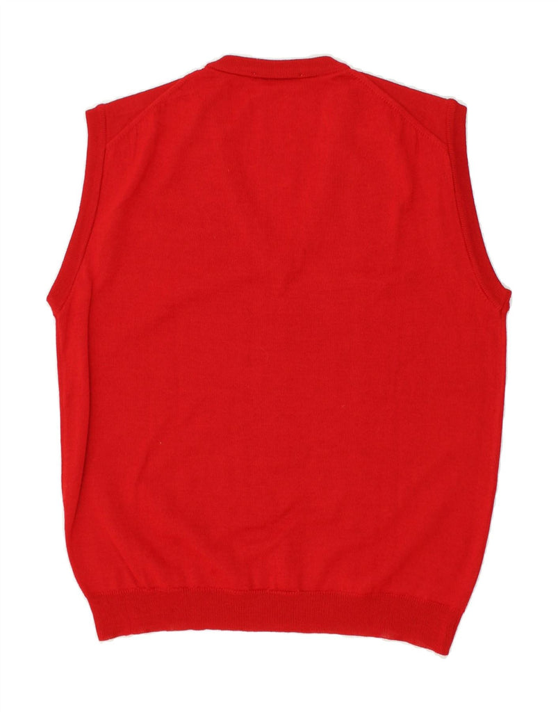 VINTAGE Mens Vest Tank Top Medium Red Virgin Wool | Vintage Vintage | Thrift | Second-Hand Vintage | Used Clothing | Messina Hembry 