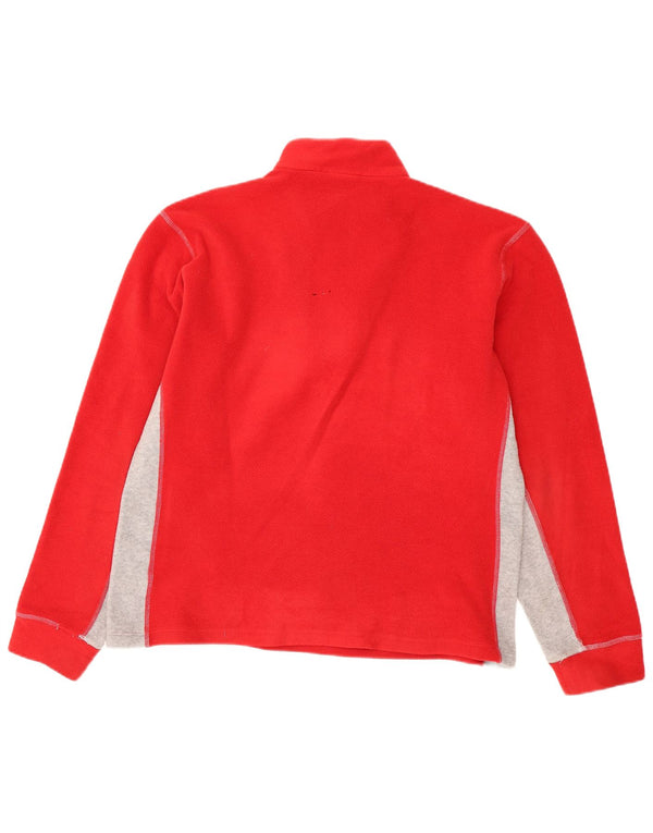 Conte of Florence Mens Zip Neck Fleece Jumper XL Red Colourblock Polyester