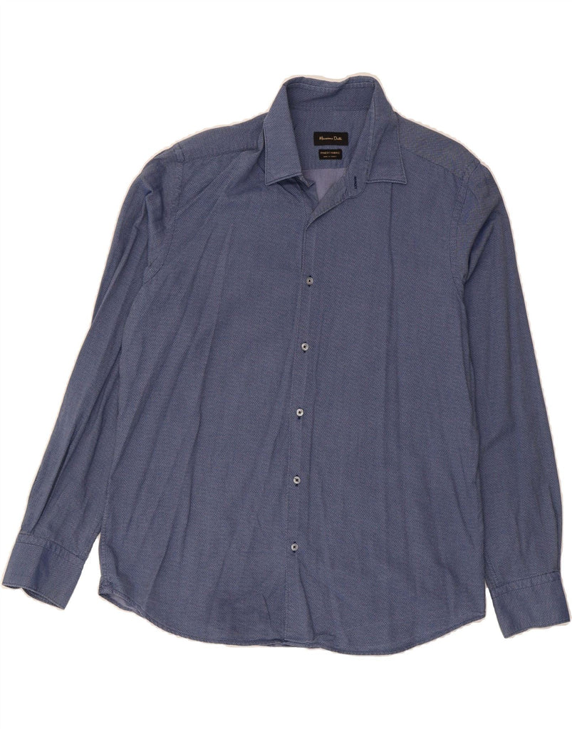 MASSIMO DUTTI Mens Shirt XL Blue Geometric Cotton Vintage Massimo Dutti and Second-Hand Massimo Dutti from Messina Hembry 
