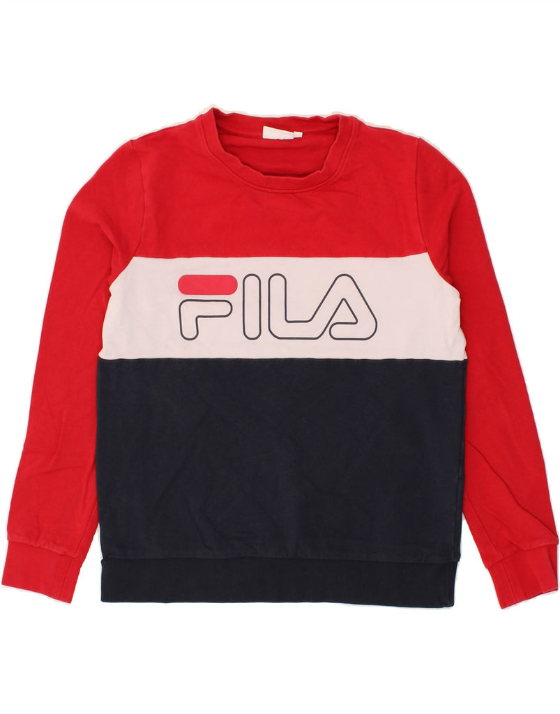 FILA Womens Graphic Sweatshirt Jumper UK 10 Small Multicoloured | Vintage Fila | Thrift | Second-Hand Fila | Used Clothing | Messina Hembry 