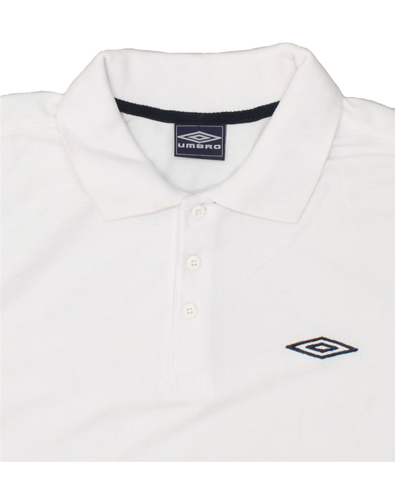 UMBRO Mens Graphic Polo Shirt XL White Polyester | Vintage Umbro | Thrift | Second-Hand Umbro | Used Clothing | Messina Hembry 