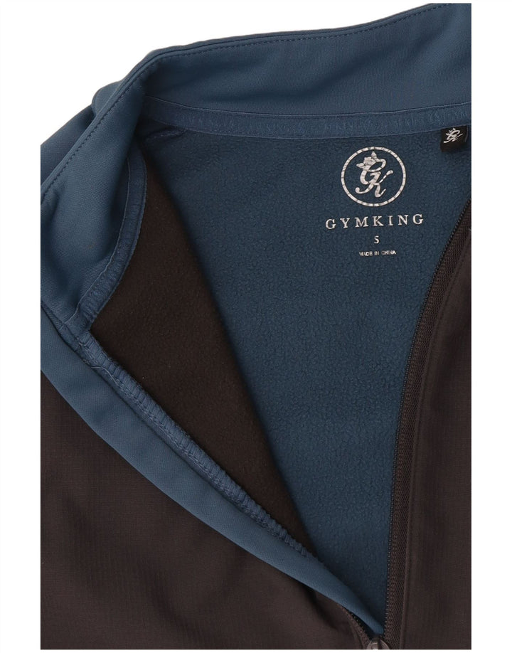 Gym King Mens Zip Neck Sweatshirt Jumper Small Blue Colourblock