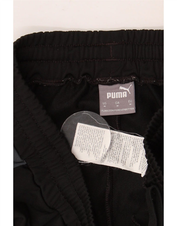 PUMA Mens Tracksuit Trousers Joggers Medium  Black Colourblock Polyester