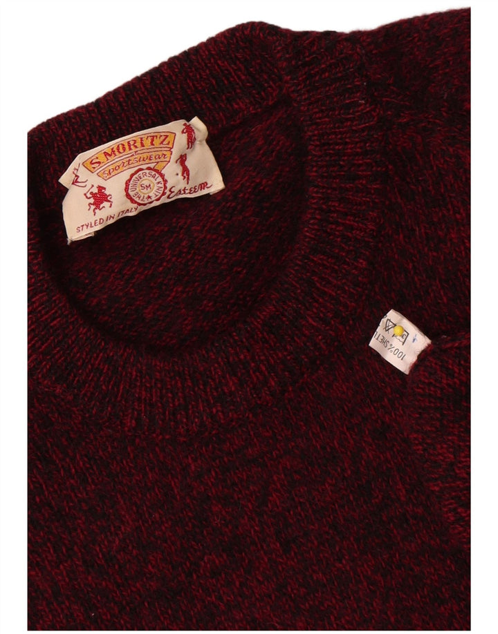 S.Moritz Mens Crew Neck Jumper Sweater Small Burgundy Argyle/Diamond Wool