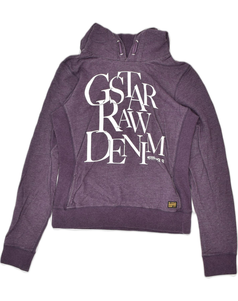 G-STAR Womens Graphic Hoodie Jumper UK 12 Medium Purple Cotton | Vintage | Thrift | Second-Hand | Used Clothing | Messina Hembry 