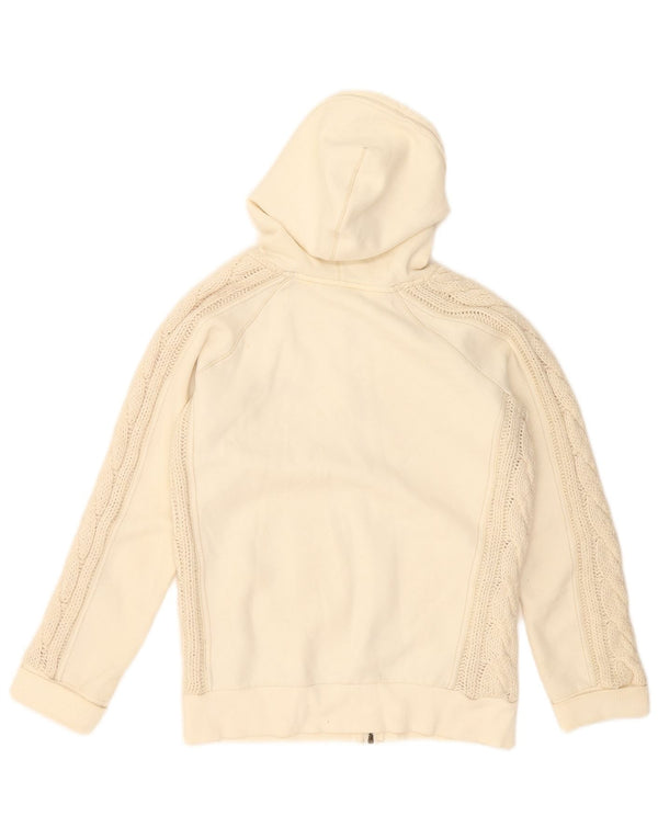 Lee Womens Zip Hoodie Sweater UK 14 Medium Off White Cotton