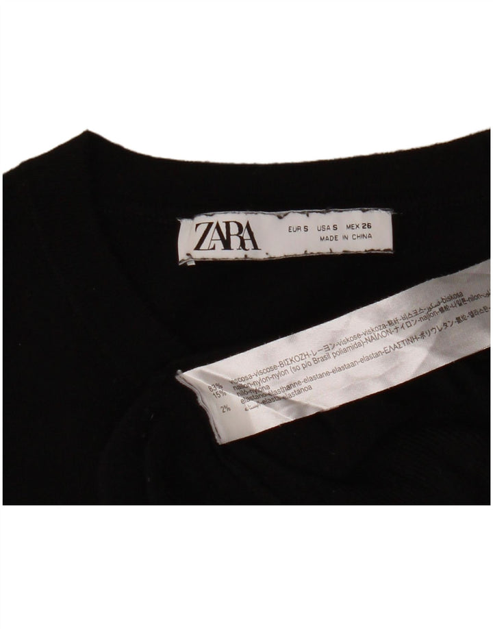 ZARA Womens Boat Neck Jumper Sweater UK 10 Small Black Viscose