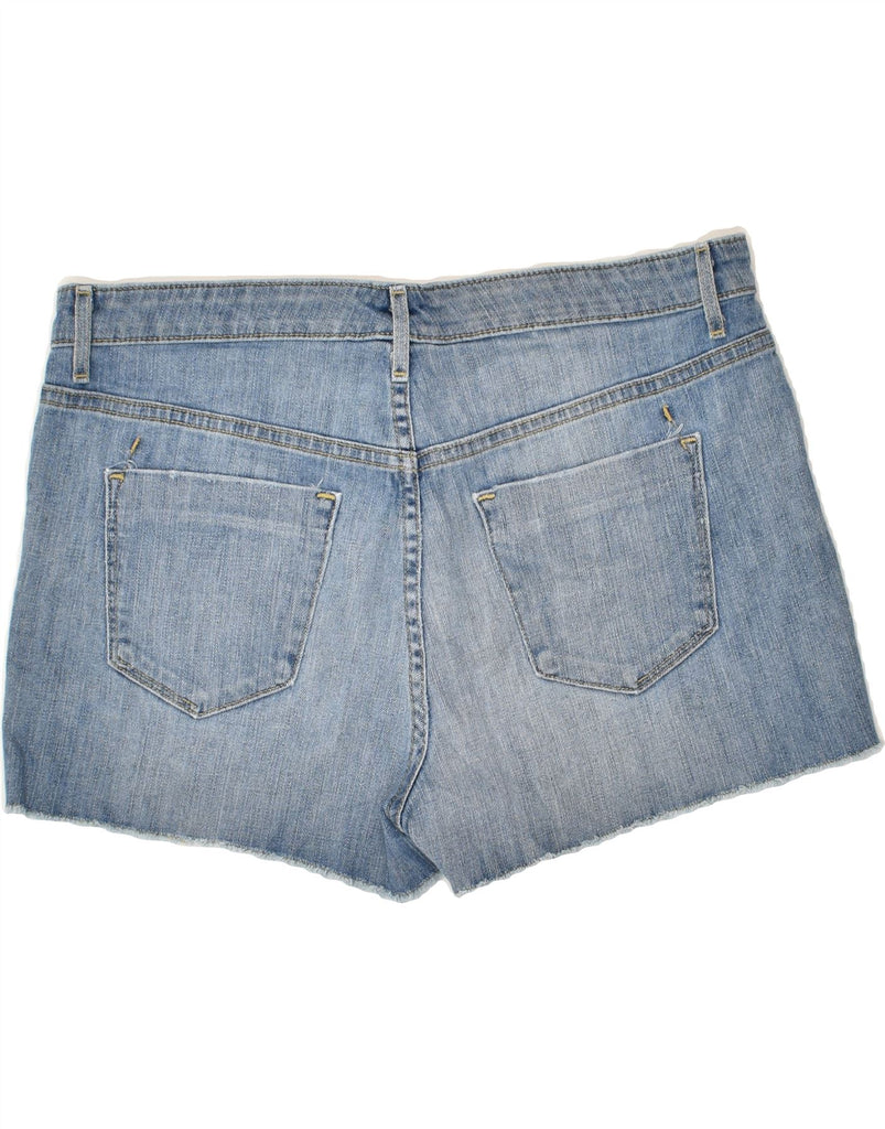 MOSSIMO Womens High Waist Denim Hot Pants UK 14 Large W34 Blue Cotton | Vintage Mossimo | Thrift | Second-Hand Mossimo | Used Clothing | Messina Hembry 