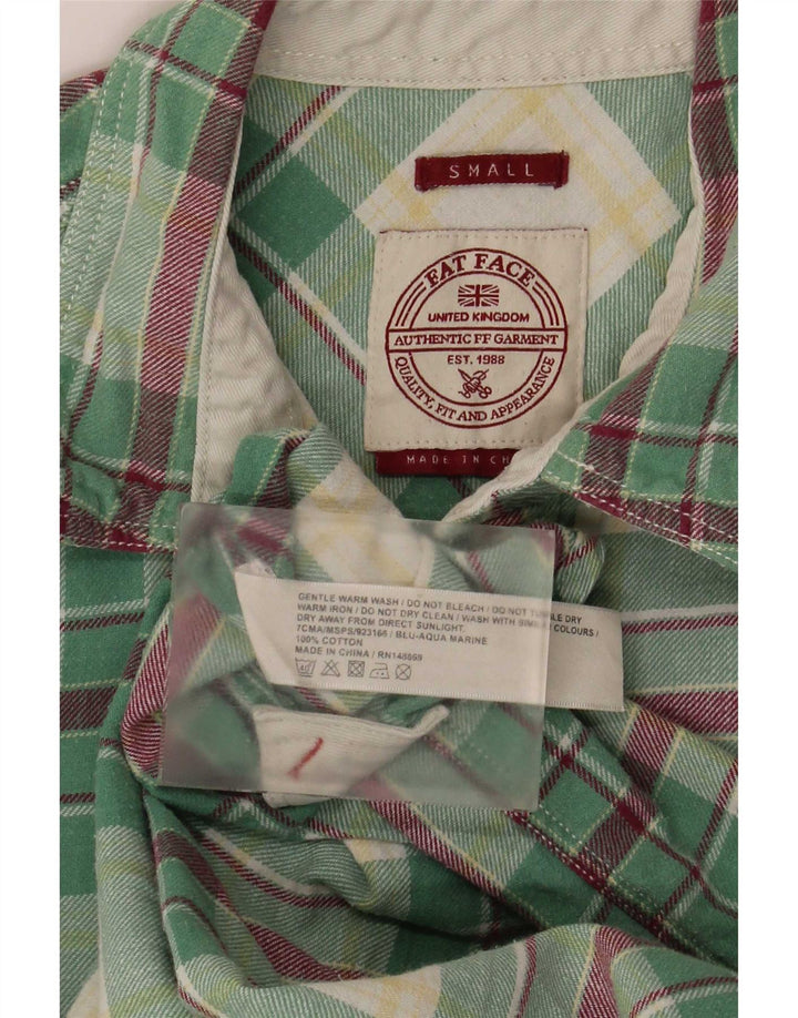 Fat Face Mens Flannel Shirt Small Green Plaid Cotton