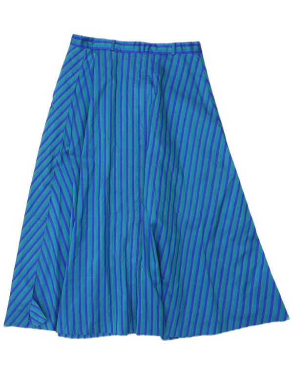 Vintage Womens A-Line Skirt W28 Medium Blue Striped Bohemian