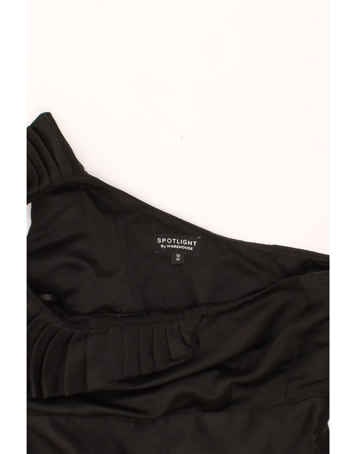 WAREHOUSE Womens One Shoulder Ruffle Peplum Dress UK 10 Small  Black Vintage Warehouse and Second-Hand Warehouse from Messina Hembry 