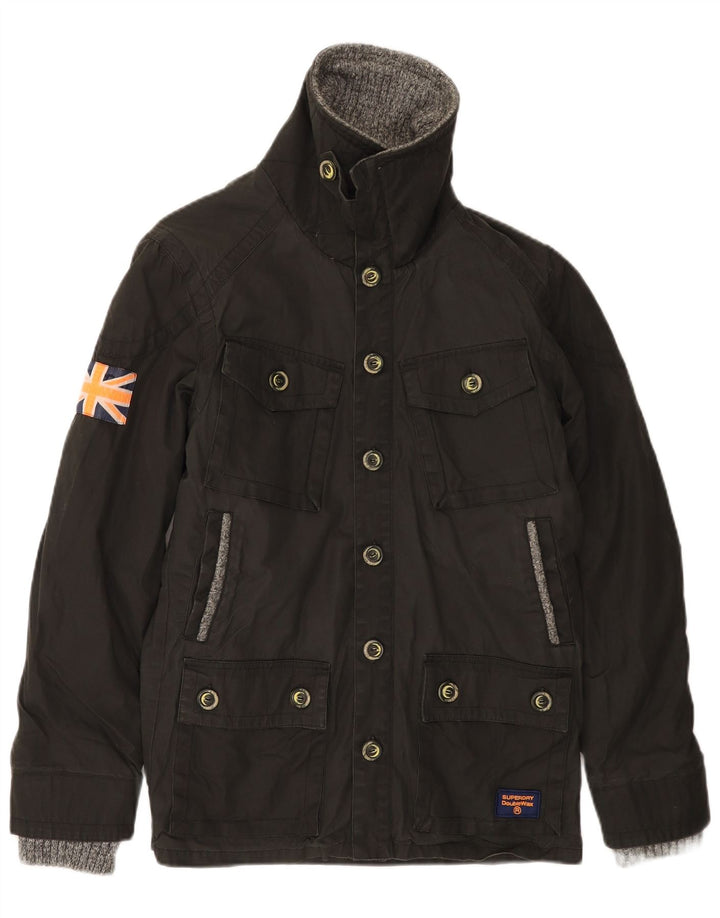 Superdry Mens Utility Jacket UK 38 Medium Black Cotton