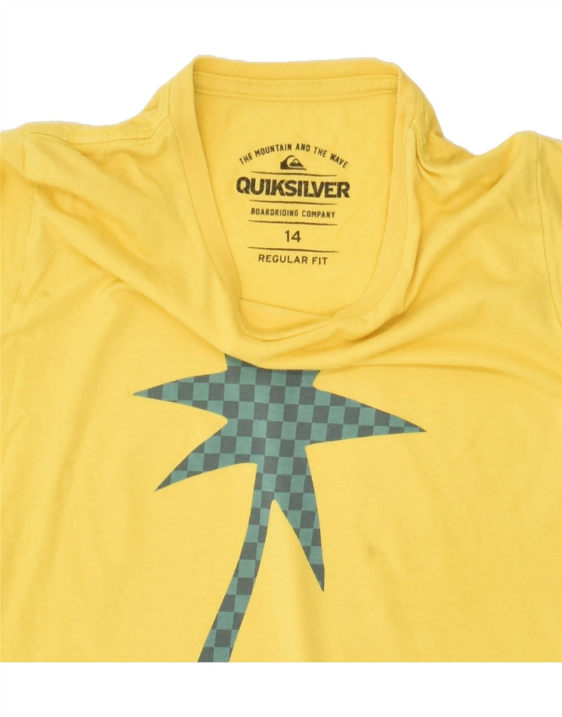 QUIKSILVER Boys Graphic T-Shirt Top 13-14 Years Yellow Cotton | Vintage Quiksilver | Thrift | Second-Hand Quiksilver | Used Clothing | Messina Hembry 