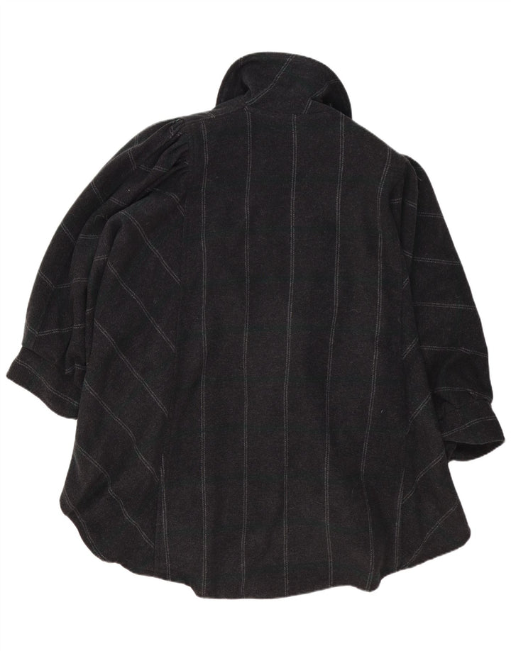 Vintage Womens Poncho Coat One Size Grey Striped Acrylic