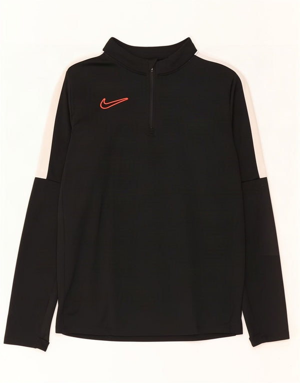 Nike Boys Dri Fit Top Long Sleeve 12-13 Years Large Black Colourblock